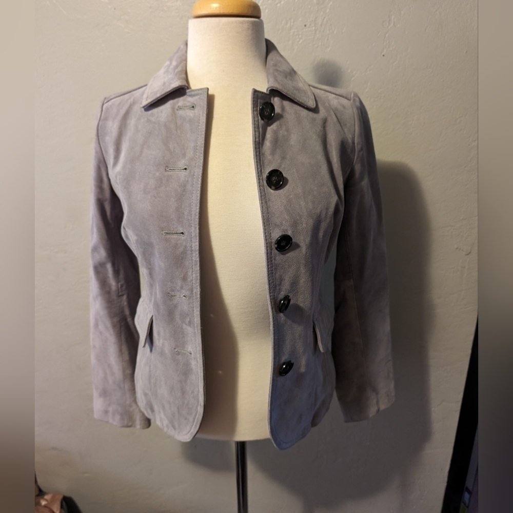 Ann Taylor Velvet Leather Blazer Purple petite‎ size XS